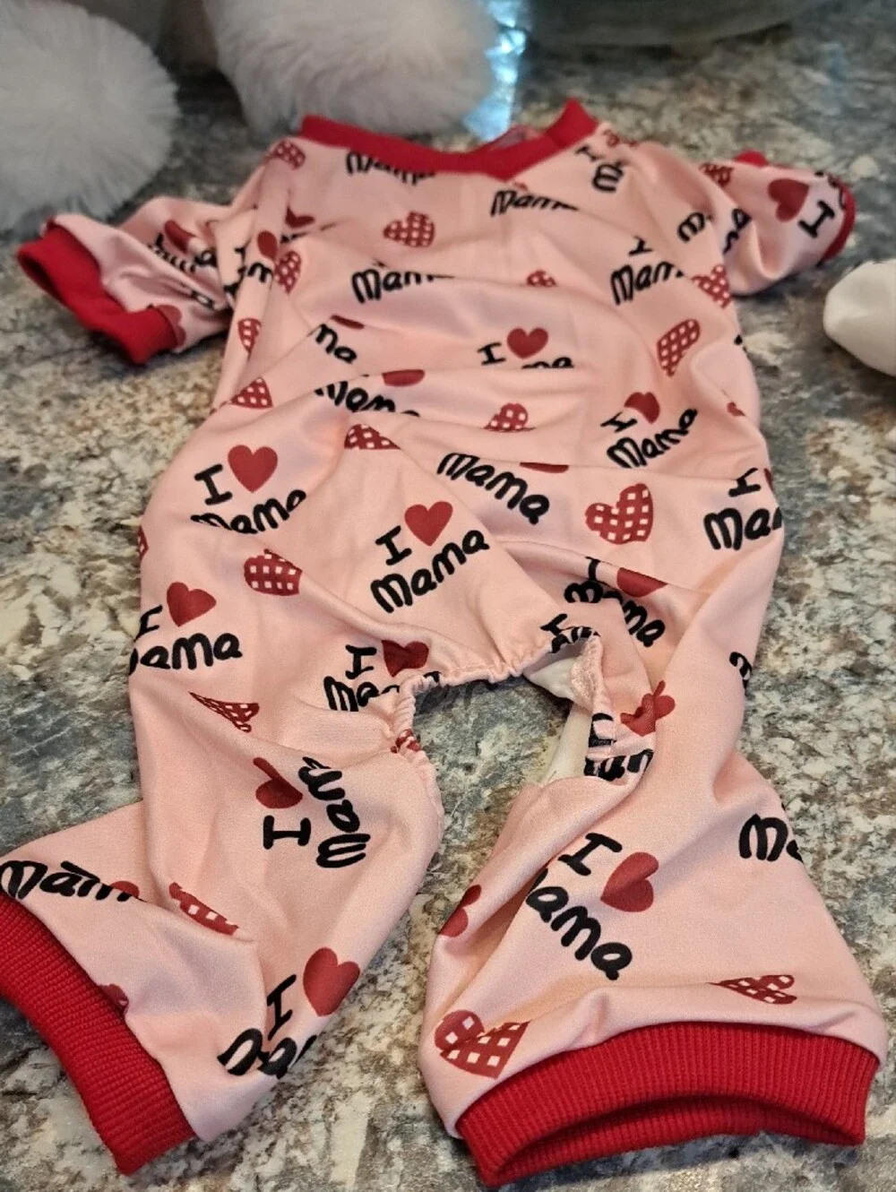 NWT I ♥ My Mom Dog Pajamas - White with Black & Red Print 3 PACK.